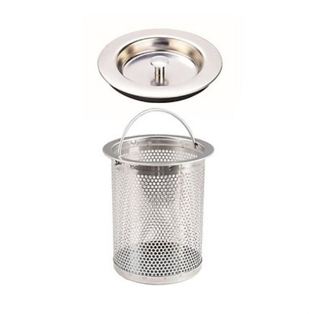 Bộ giỏ lọc rác và nắp đậy bồn rửa chén bát inox