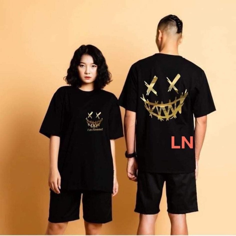 Áo phông mặt cười răng cưa ánh vàng TH6