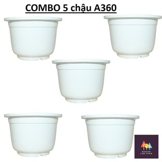 Bộ 5 chậu a360 trắng trơn trồng hoa mã cn02x5a360 kích thước 31x20,5cm