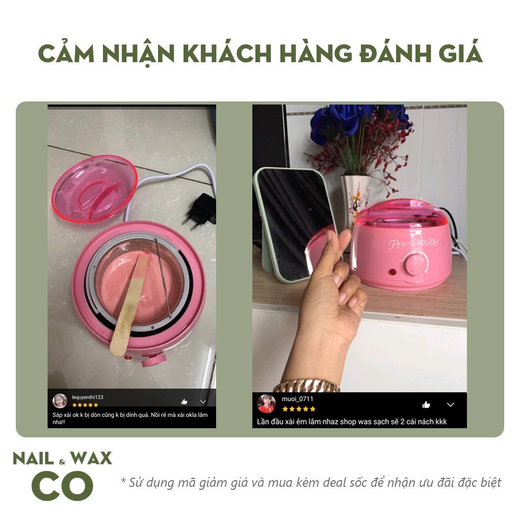 Combo Nồi nấu sáp wax lông hard wax bean hạt đậu tẩy lông PWAX50