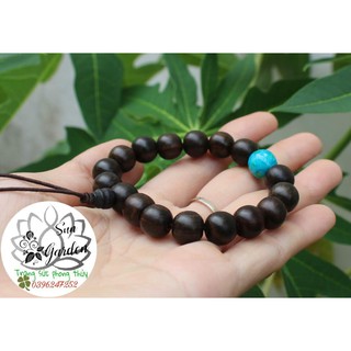 Vòng tay gỗ mun sọc mix gỗ hóa thạch 8ly