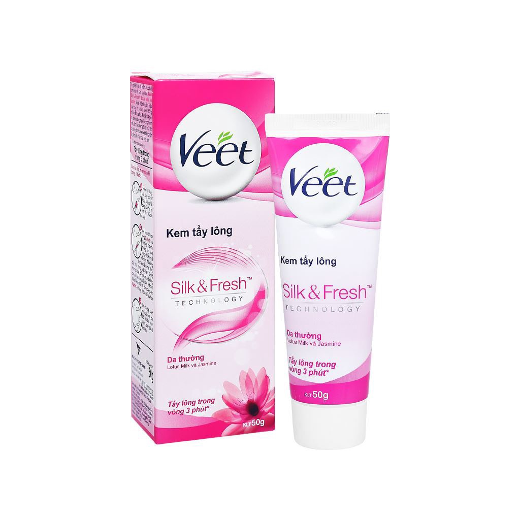 Kem tẩy lông Veet Silk Fresh cho da thường.nhanh sạch mịn da.suckhoechomoinha