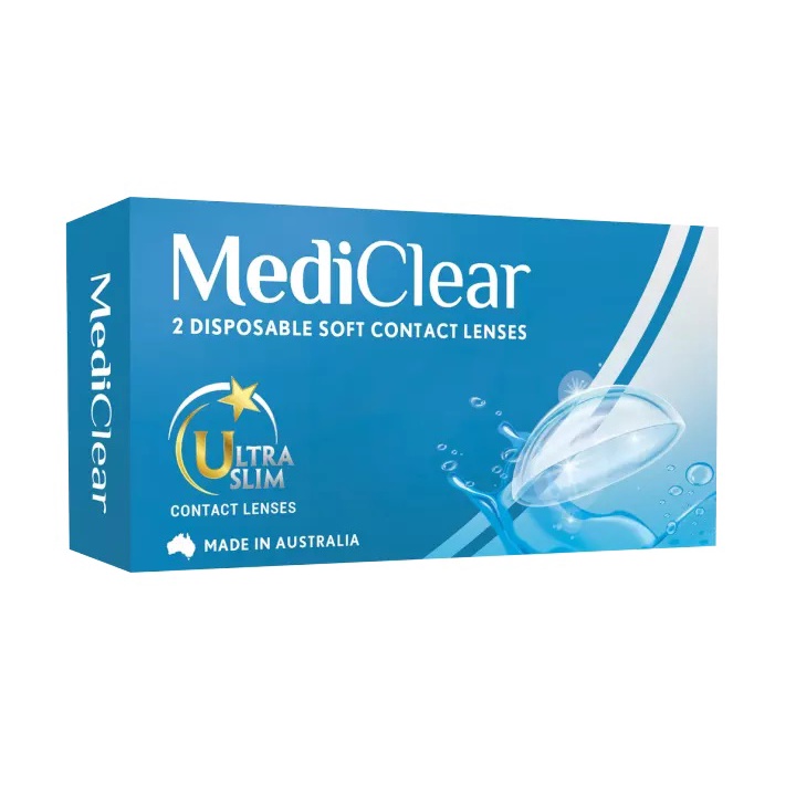 [COMBO A] Một Cặp Kính Áp Tròng Úc Cận Thị Mediclear 3 Tháng (1.00 - 15.00 độ) + Nước Ngâm