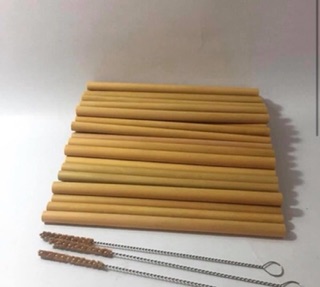 Combo 10 ống hút tre + cọ rửa