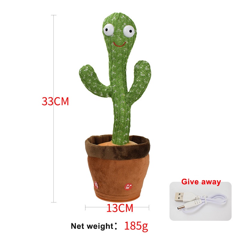 Đồ chơi nhồi bông Zhan Qi Toys hình cây xương rồng có thể nói chuyện 120 bài hát tiếng anh vui nhộn