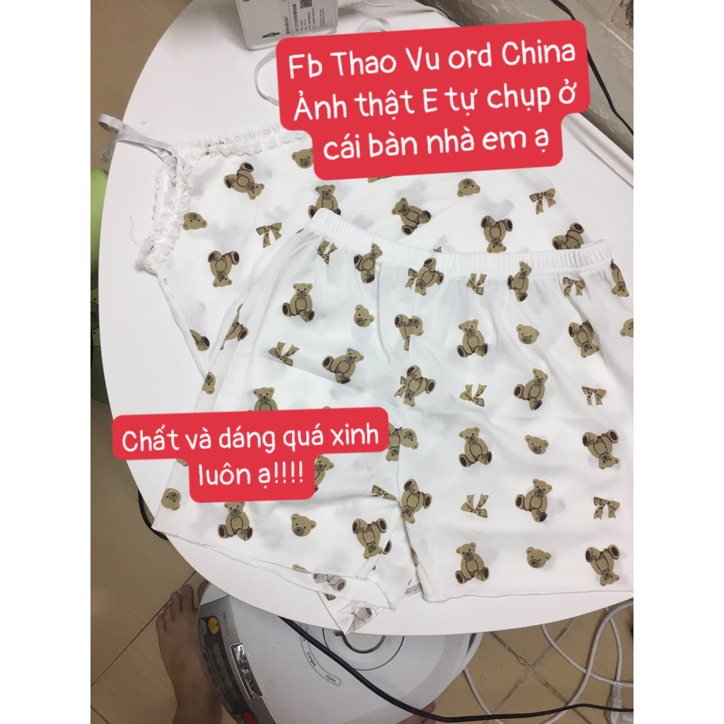 Set Ngủ Gấu 2 Món, Chất Cotton, Dáng Cực Xinh