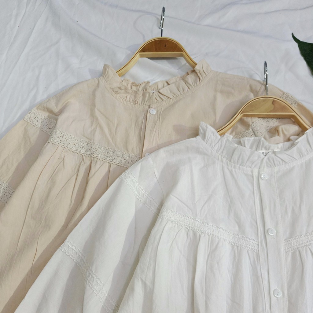 Áo babydoll cổ bèo tay chun tiểu thư Ulzzang (hàng QC) - Ảnh thật 1000% | BigBuy360 - bigbuy360.vn