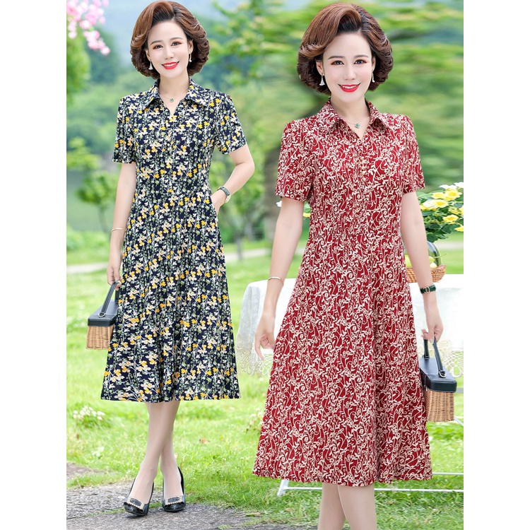 Đầm Dài Dáng Rộng In Hoa Phong Cách Phương Tây Thời Trang Mùa Hè Hàng Mới Dành Cho Phụ Nữ Trung Niên 2022