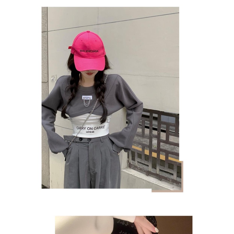 COZOK Bộ Áo Sweater 2 Món Dáng Ngắn Thiết Kế Lệch Tà Thời Trang Cho Nữ