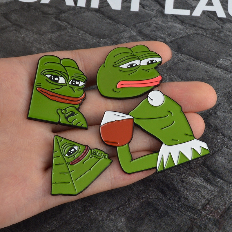 > Ready Stock < ❉ Pepe The Frog ❉1Pc Sad Frog Badge Metal Collection Brooches Pins Button Jacket Pins