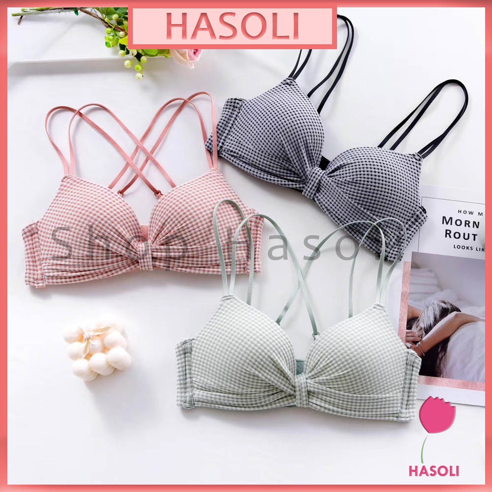 Bộ Đồ Lót Kẻ Sọc Caro Không Gọng Gợi Cảm AL45