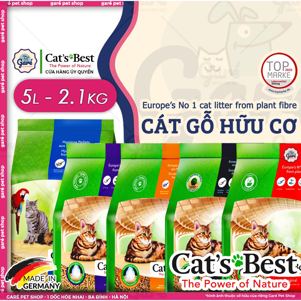 5L - Cát gỗ hữu cơ Cat 's Best dành cho Mèo đủ phân loại hàng nhập Đức