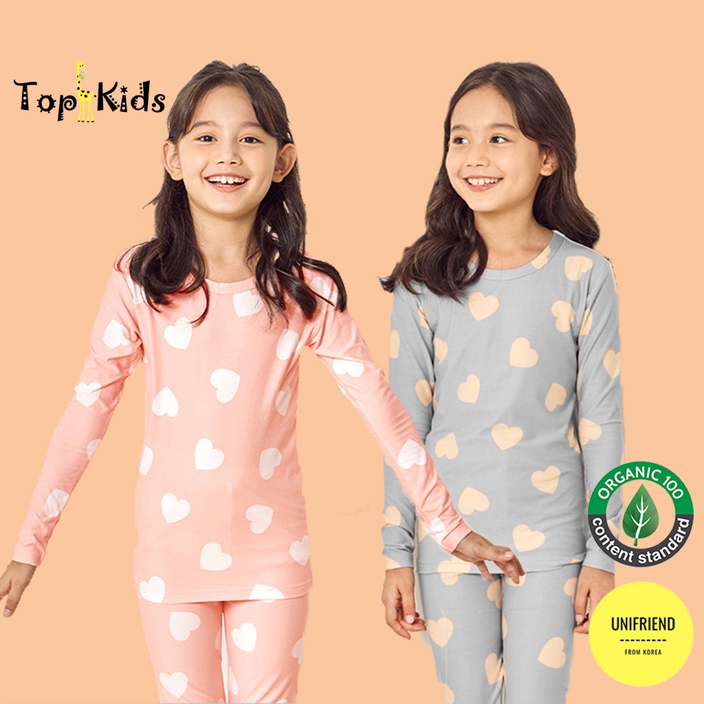 Bộ đồ quần áo dài tay cotton mùa thu đông cho bé trai và bé gái Unifriend Hàn Quốc-Topkid-trái tim