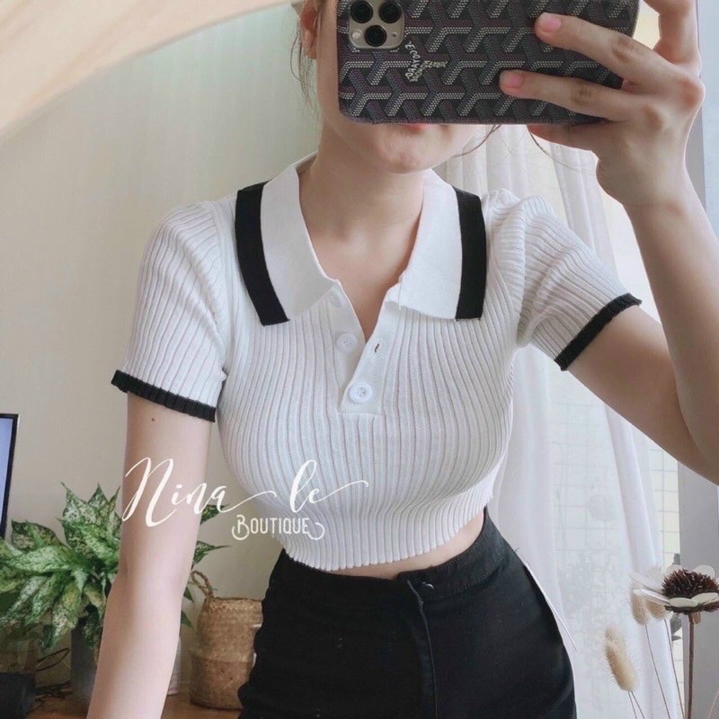 [Mã SKAMFSW175 giảm 10K đơn 50K] ÁO THUN CROPTOP CỔ TRỤ PHỐI VIỀN CỰC XINH ĐẸP VL1 | WebRaoVat - webraovat.net.vn