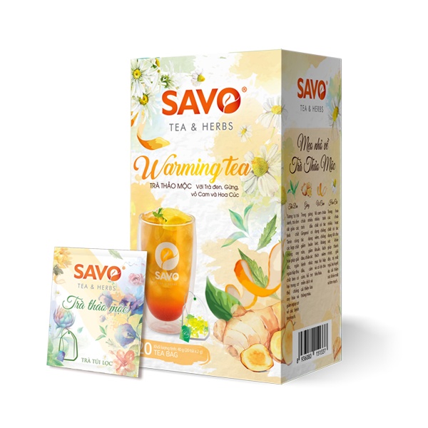 Trà Warming tea SAVO - Trà thảo mộc (trà đen, gừng, hoa cúc, vỏ cam)