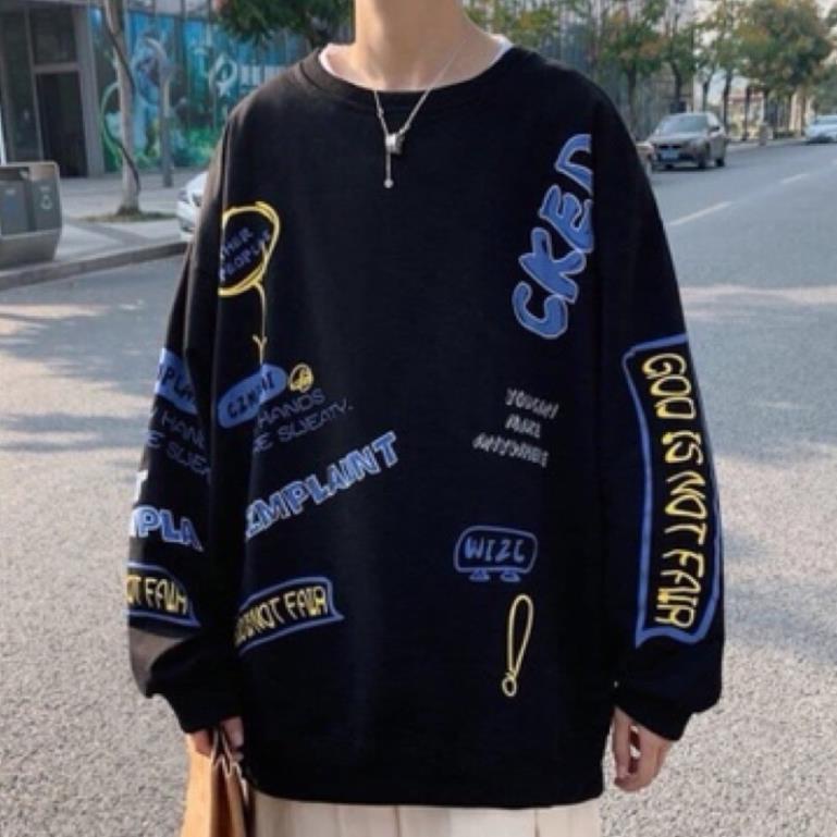 Áo Sweater Nỉ In Hoạ Hoạ Tiết Toàn Thân Mẫu Mới Hot Hit, Áo Nỉ Thụng Tay Phồng (Hàng Có Sẵn , Ảnh Thật)