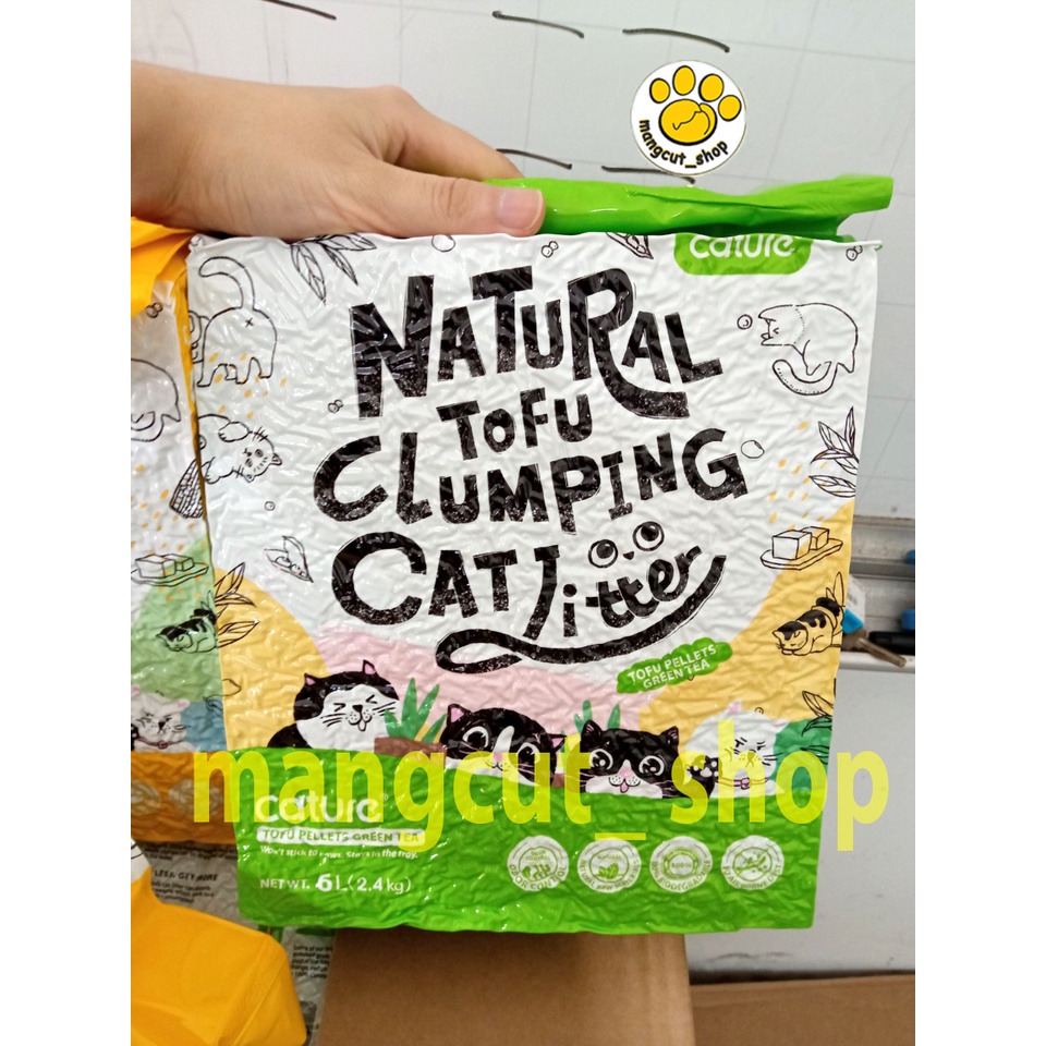 Cát đậu nành Cature cho mèo chính hãng 6l túi 2,4kg -  cát gỗ Nature Tofu
