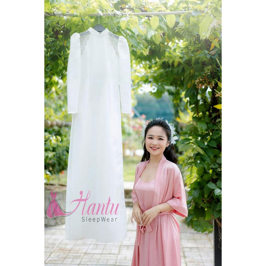 Set áo choàng kèm váy ngủ lụa cổ tim Hantu Sleepwear chụp hình phóng sự cưới ,make cô dâu nhiều màu ,đủ size