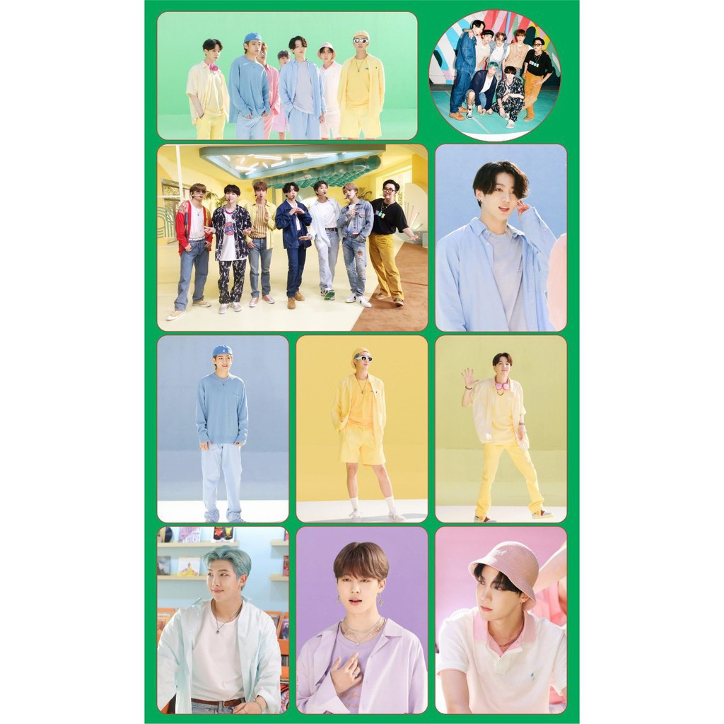 Sticker Dán BTS Mẫu 2020 (Cắt Sẵn) - 1 Set Gồm 12 Ảnh