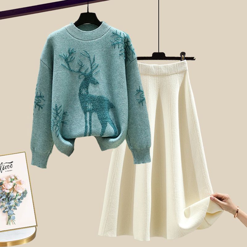 Bộ Áo Sweater Dáng Rộng Phối Chân Váy Dệt Kim Thời Trang Thu Đông 2022 Mới Cho Nữ