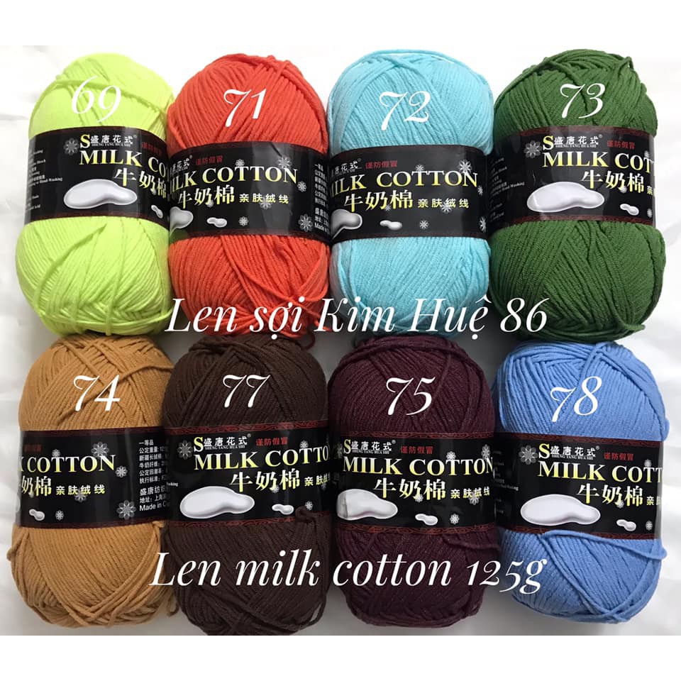 Len milk cotton loại 1 cuộn 125g ( từ màu 41 đến màu 78)