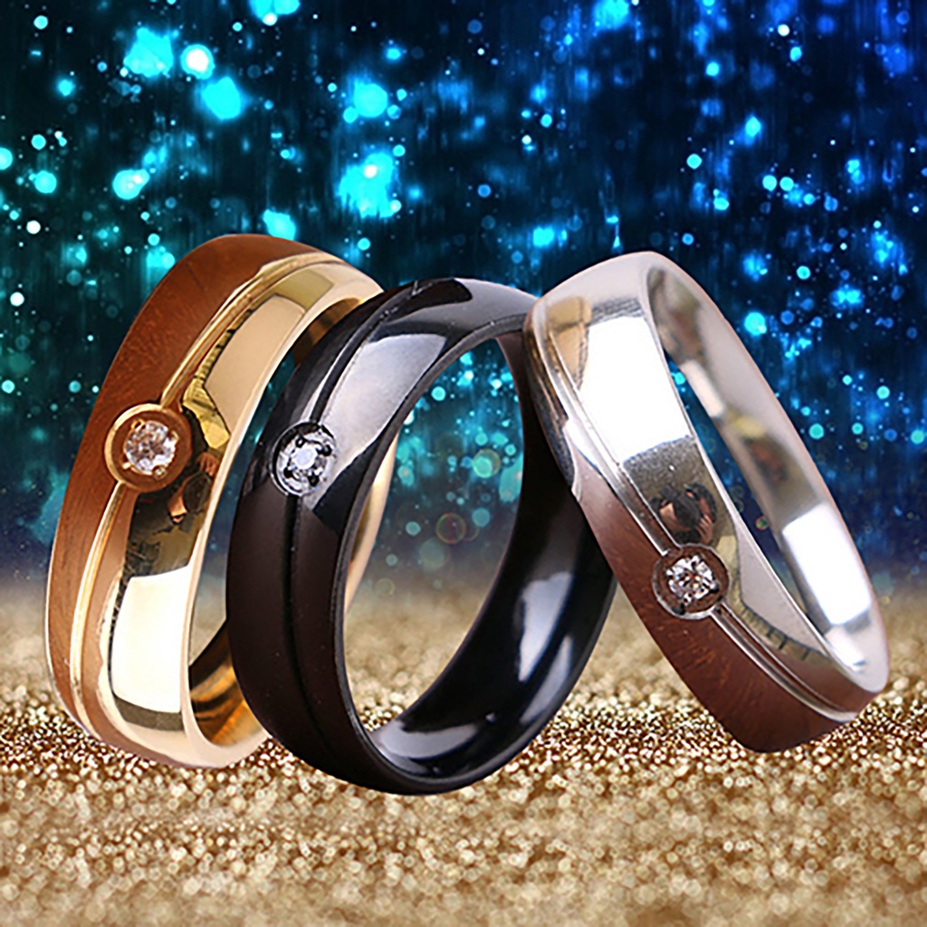 Nhẫn titan đính đá đơn giản (Size 6-11)