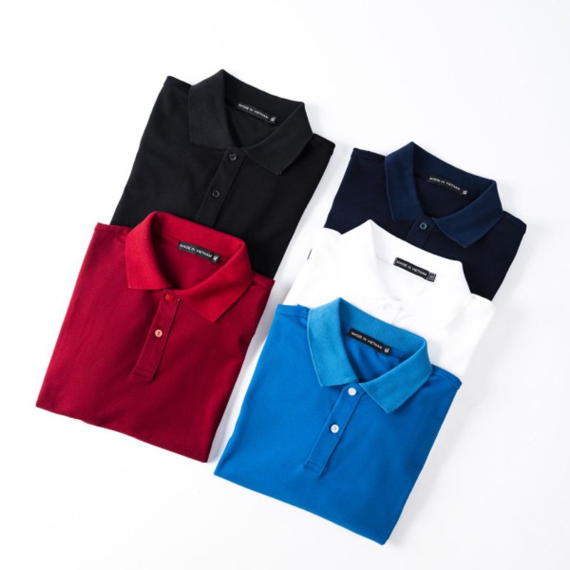 Áo thun nam POLO trơn vải cá sấu cotton cao cấp hàng thiết kế chuẩn From màu đen trắng xanh bích tím than đỏ đô