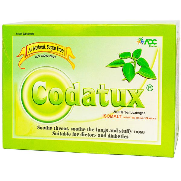 Kẹo CODATUX - CODATUX EXTRA [Hộp 200 viên] - Kẹo ngậm ấm bụng, giảm cảm lạnh, hết ho