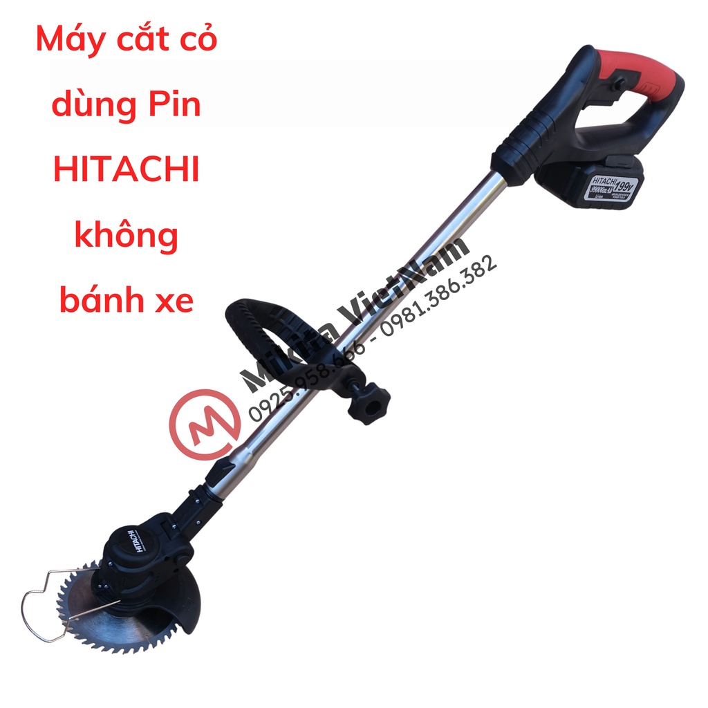 Máy cắt cỏ dùng pin HITACHI 199V Động cơ lõi đồng, pin dung lượng khủng- Tặng Bộ dụng cụ.
