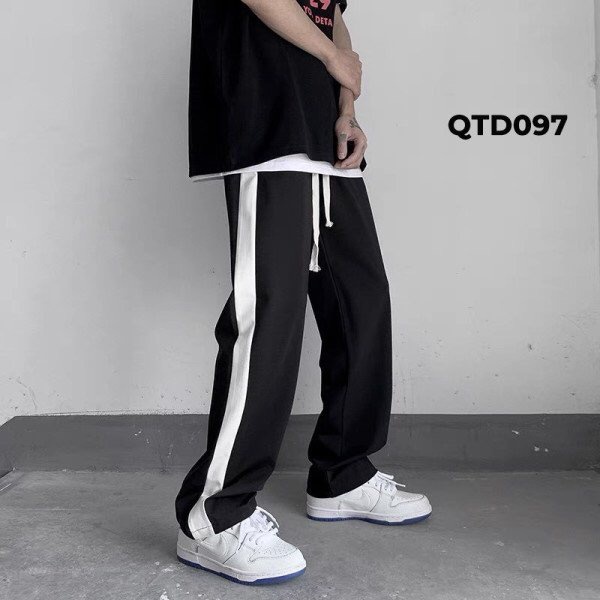 Quần Ống Rộng Sọc Đen Trắng Ống Đứng Nam Nữ Basic Ouftit Thể Thao Ulzzang Thoải Mái Thoáng Mát (QPL01)