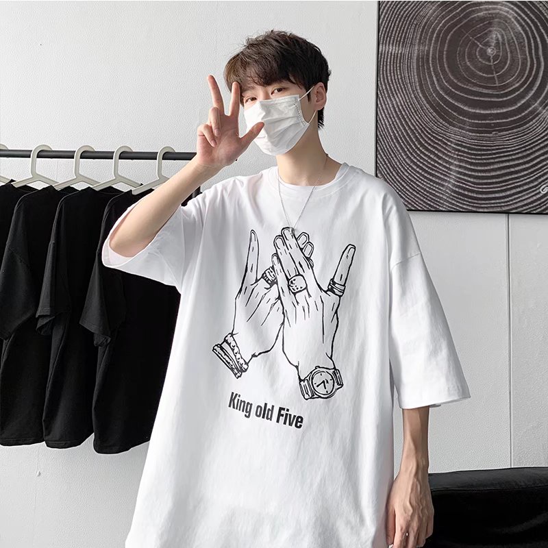 Áo Thun Tay Ngắn Dáng Rộng In Chữ Phong Cách Hip Hop Nhật Bản Thời Trang Cho Nam Size M-8XL