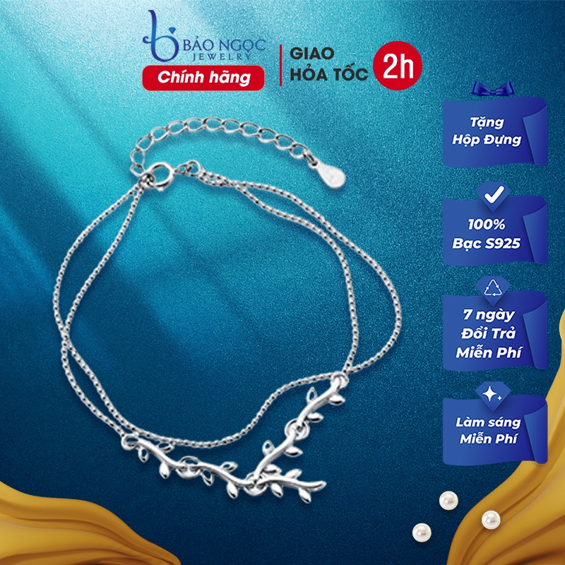 Lắc Tay Bạc Nữ Nhành Lá Đơn Giản Đẹp L1594 - Bảo Ngọc Jewelry