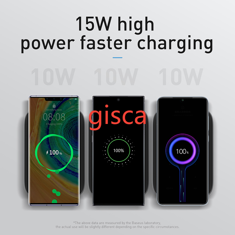 Baseus 15W Qi sạc không dây Qi Đứng nhanh Sạc điện thoại đa chức năng Đứng Wireless Charging Pad Đối với iPhone Samsung