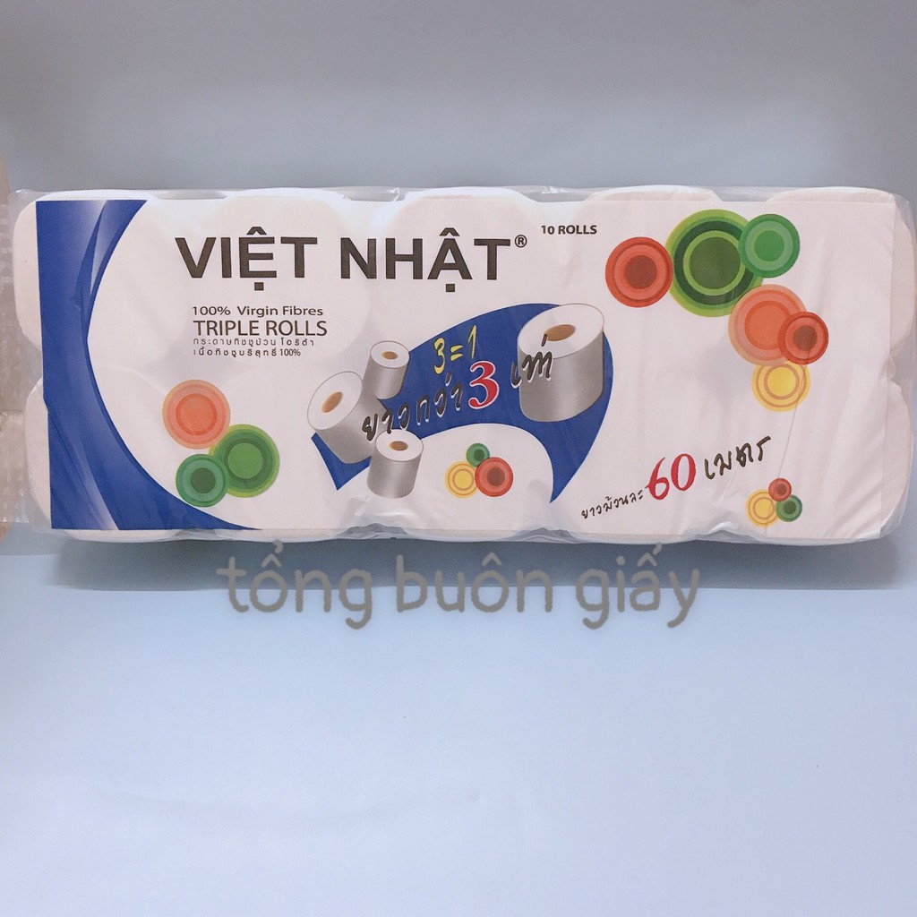 Giấy vệ sinh việt nhật 3 lớp 10 cuộn không lõi