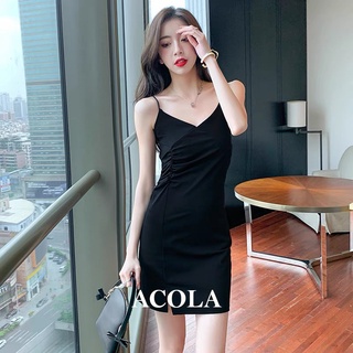 Đầm hai dây ôm body trơn quyến rũ sexy acola z013