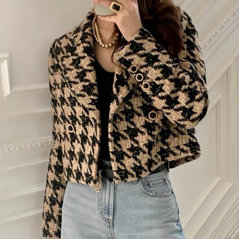 [Có ảnh thật]Áo khoác blazer dạ hoạ tiết răng sói houndstooth thanh lịch SAM SAM BOUTIQUE | BigBuy360 - bigbuy360.vn