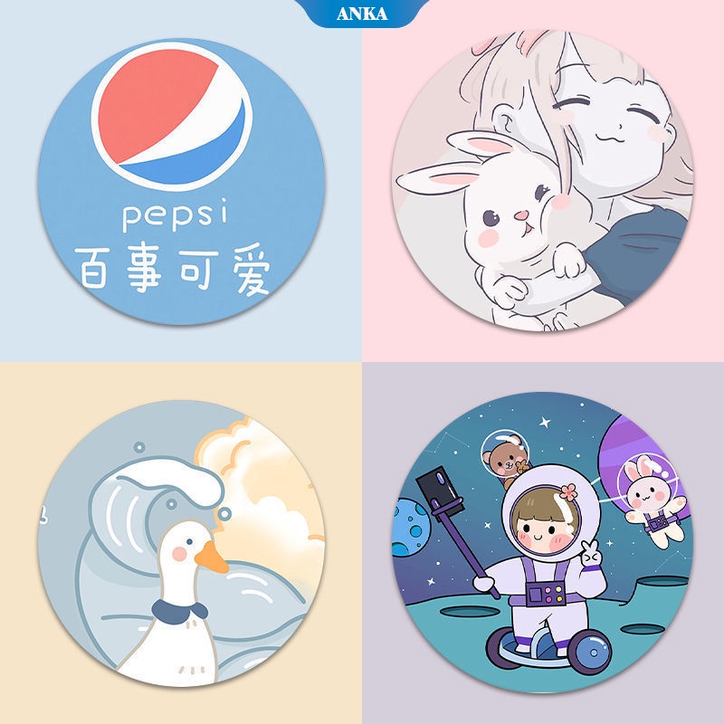 Tấm lót chuột hình tròn chống trượt chống bụi in họa tiết hoạt hình dễ thương