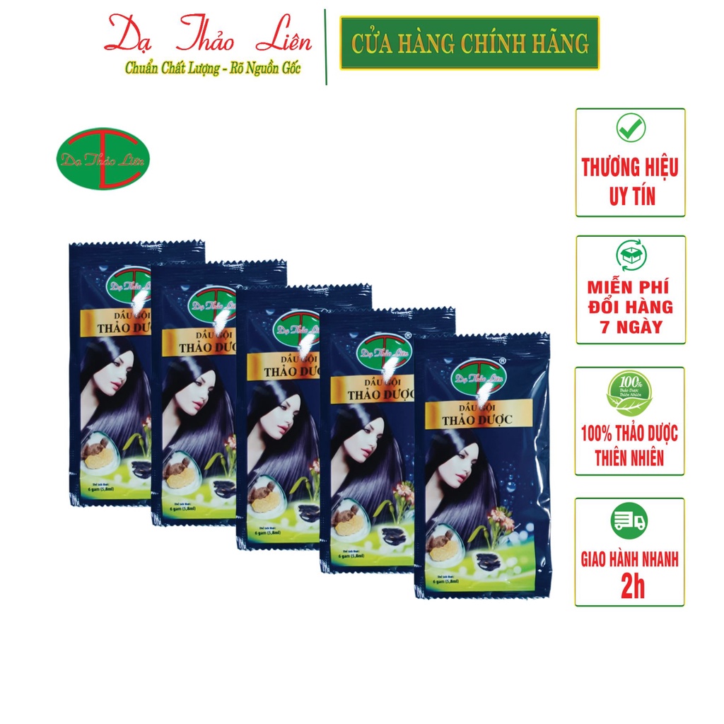 Dầu gội Dạ Thảo Liên 100% thảo Dược Thiên Nhiên Dạng Gói 5,8ml | Da Thao Lien Shampoo 100% Natural Herbal Package 5.8ml