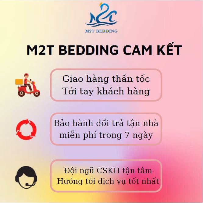 Bộ chăn ga gối hè cotton poly M2T Bedding, chăn hè trần bông họa tiết mền đáng yêu