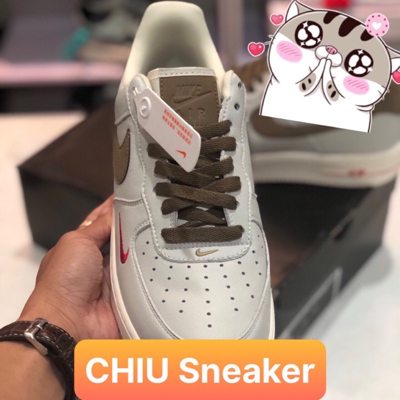 [ CHIU Sneaker ] Giày Sneaker af1 vệt nâu cà phê sữa phiên bản cao cấp da thật full da thật