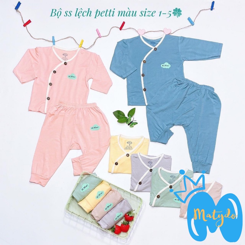 Quần áo sơ sinh MATYDO bé trai bé gái mùa hè thu đông giá rẻ đồ mới sinh cho bé Hi Mom dài tay màu