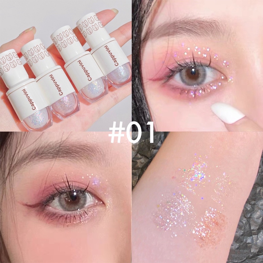 Nhũ mắt bắt sáng Cappuvini dạng gel lỏng trang điểm mắt nhũ hạt màu kim tuyến nhiều màu tạo hiệu ứng long lanh nổi bật