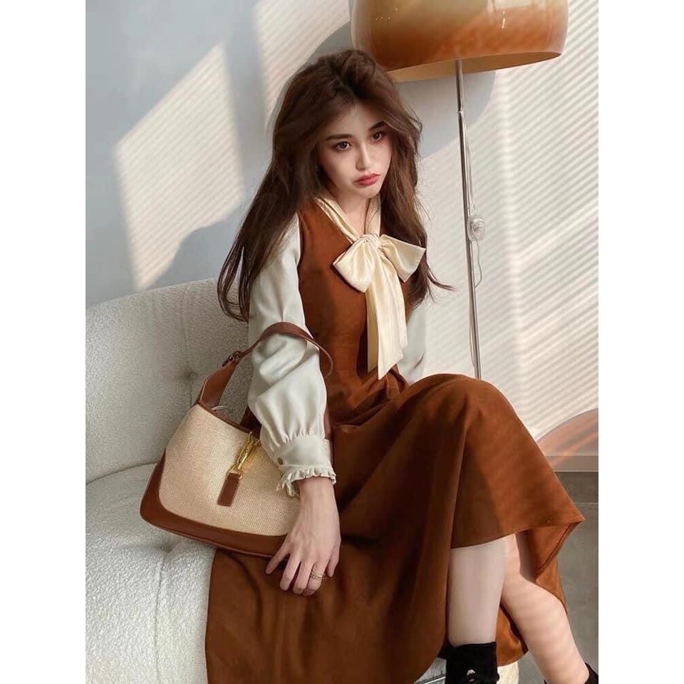 VÁY XÒE DA LỘN PHỐI TƠ XINH Hàng Quảng Châu Cao Cấp