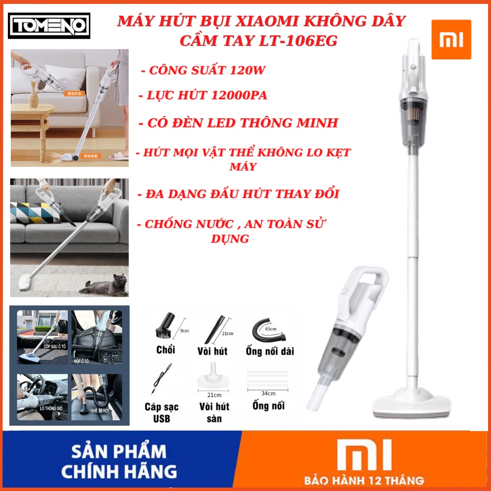 Máy hút bụi xiaomi , máy hút bụi thông minh , không dây , cầm tay , đa năng - LT-106EG - Lực hút 12000Pa Công suất 120W
