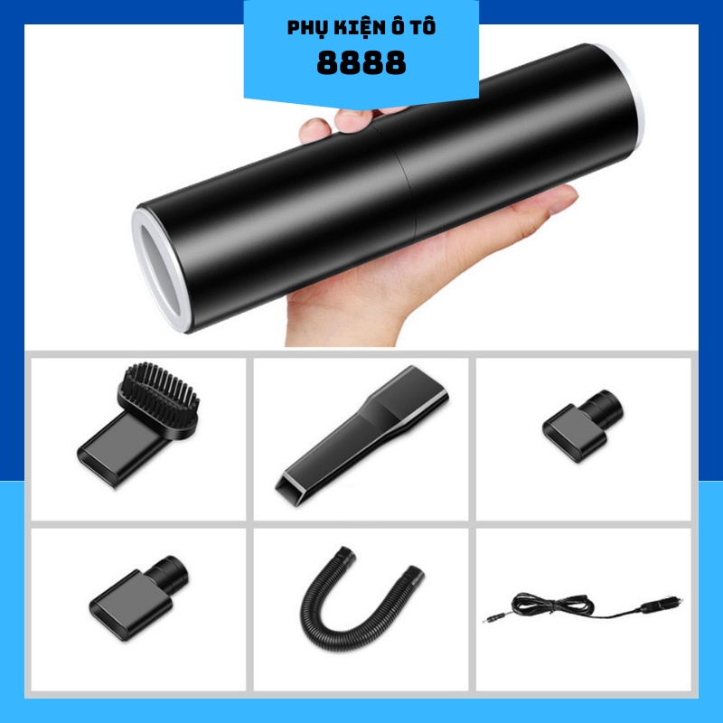 Máy Hút Bụi Ô Tô Mini 8888 Trắng/Đen, 120W, 12V, hút mạnh, sạch sẽ
