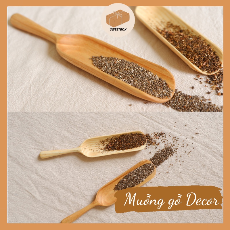 Muỗng Gỗ Tần Bì Decor - Thìa Gỗ Trang Trí Chụp Hình Múc Gia Vị Hình Dáng Độc Đáo