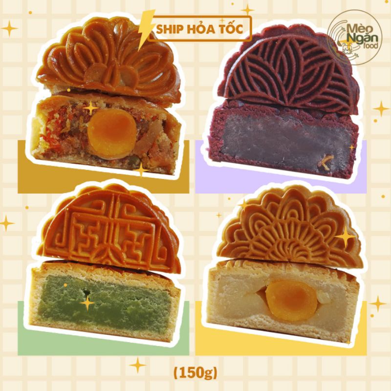 {Ảnh thật}Tổng hợp bánh trung thu gia truyền Mèo ngắn food ( Thập cẩm gà quay - trà xanh matcha -cafe sữa- đậu xanh ...)