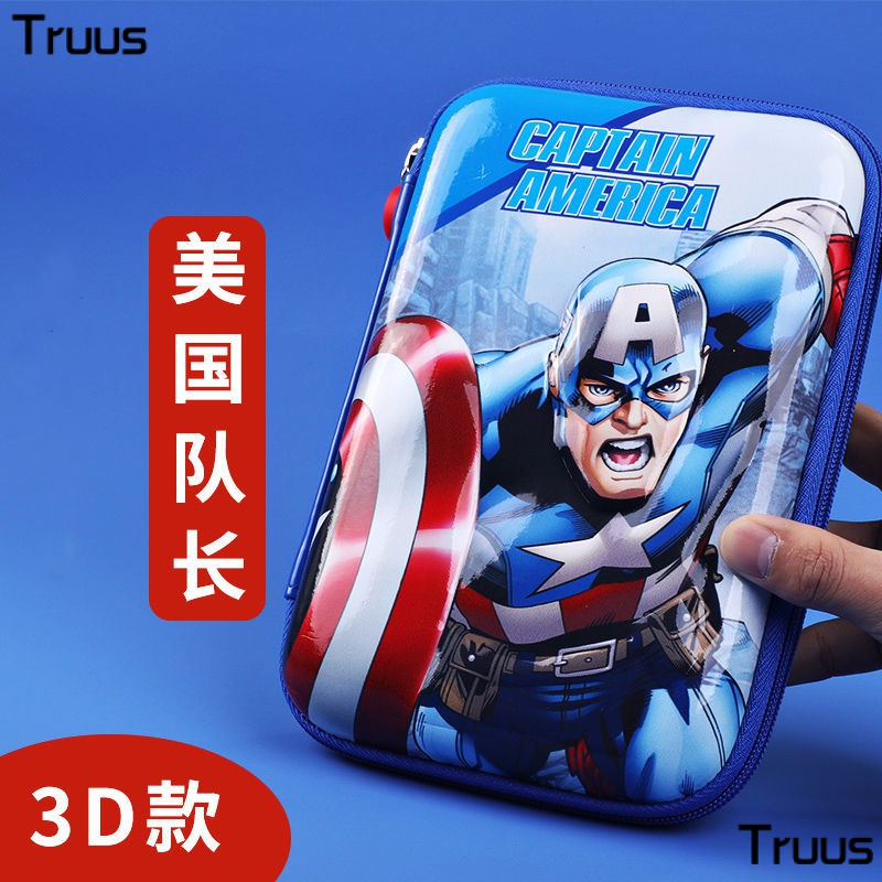 Disney Túi Đựng Bút Chì Sức Chứa Lớn Họa Tiết Spiderman 3D / Captain America Đơn Giản Cho Học Sinh Tiểu Học