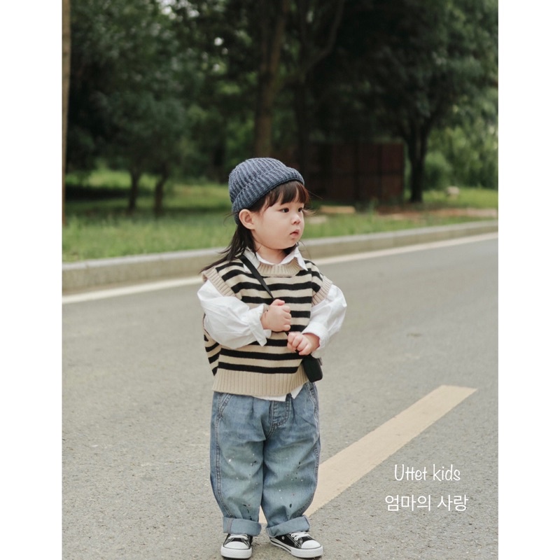 [Ảnh thật] ÁO GILE LEN SỌC HÀN QUỐC DÀNH CHO BÉ GÁI VÀ BÉ TRAI TỪ 1-6T SIZE 80 ĐẾN 120
