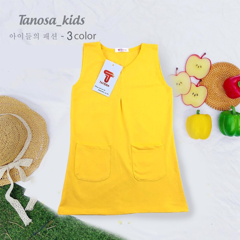Váy Đầm chữ A túi năng động cho bé gái mặc hè Size 1-5 tuổi Tanosa Kids